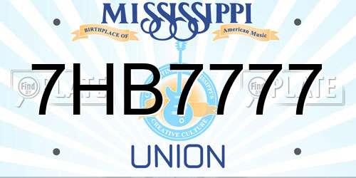7HB7777 Mississippi License Plate