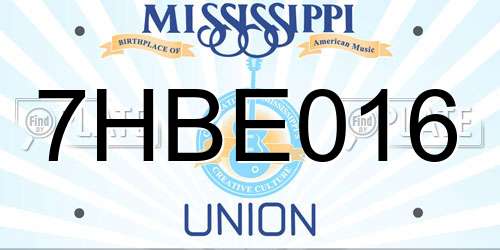 7HBE016 Mississippi License Plate