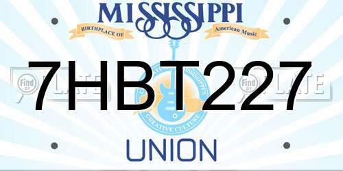 7HBT227 Mississippi License Plate