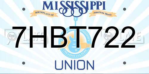 7HBT722 Mississippi License Plate