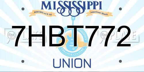 7HBT772 Mississippi License Plate