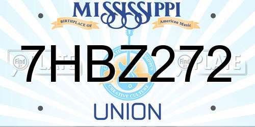 7HBZ272 Mississippi License Plate
