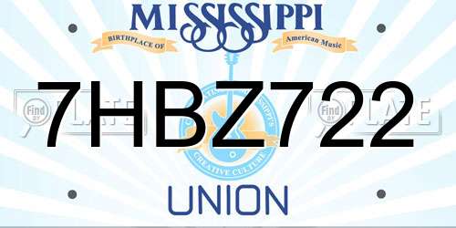 7HBZ722 Mississippi License Plate