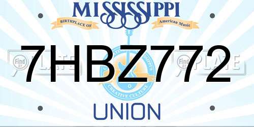 7HBZ772 Mississippi License Plate