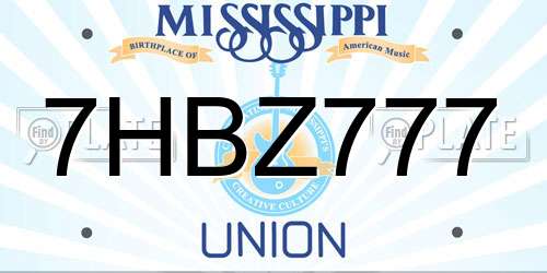 7HBZ777 Mississippi License Plate
