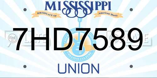 7HD7589 Mississippi License Plate