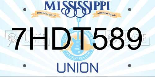 7HDT589 Mississippi License Plate