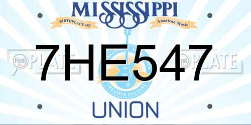 7HE547 Mississippi License Plate