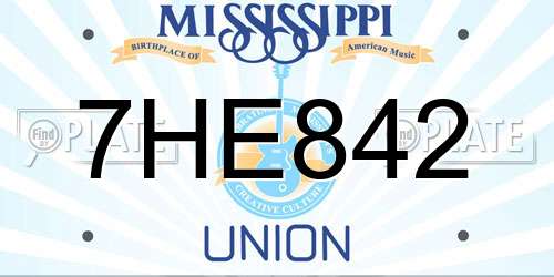 7HE842 Mississippi License Plate