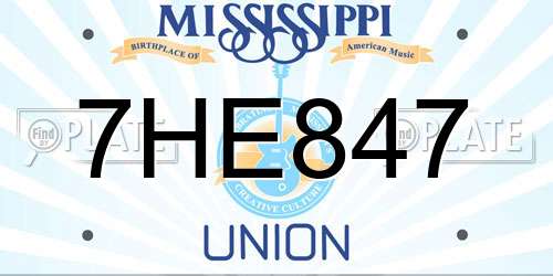 7HE847 Mississippi License Plate