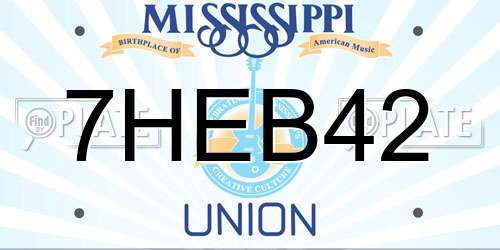 7HEB42 Mississippi License Plate
