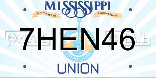 7HEN46 Mississippi License Plate