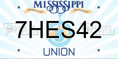 7HES42 Mississippi License Plate