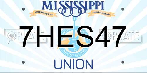 7HES47 Mississippi License Plate