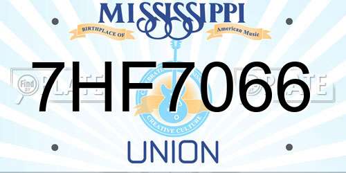 7HF7066 Mississippi License Plate