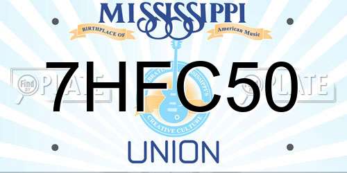 7HFC50 Mississippi License Plate