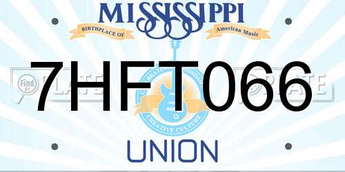 7HFT066 Mississippi License Plate