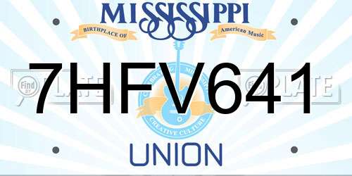 7HFV641 Mississippi License Plate