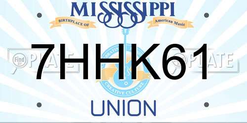 7HHK61 Mississippi License Plate