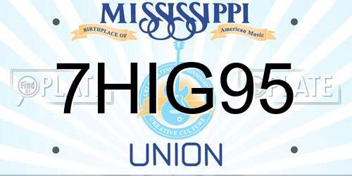 7HIG95 Mississippi License Plate