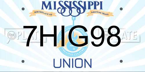 7HIG98 Mississippi License Plate