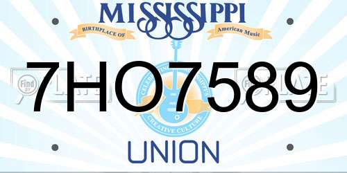 7HO7589 Mississippi License Plate
