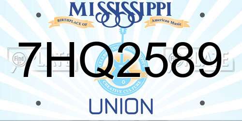 7HQ2589 Mississippi License Plate