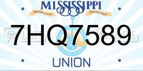 7HQ7589 Mississippi License Plate