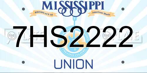 7HS2222 Mississippi License Plate