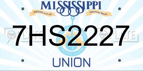 7HS2227 Mississippi License Plate