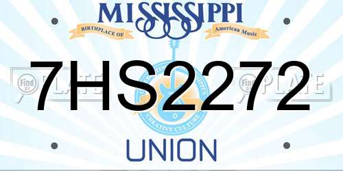 7HS2272 Mississippi License Plate