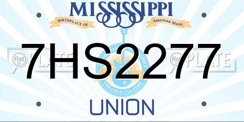 7HS2277 Mississippi License Plate