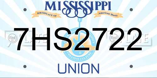 7HS2722 Mississippi License Plate