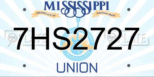 7HS2727 Mississippi License Plate