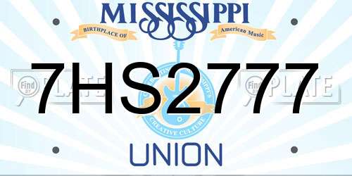 7HS2777 Mississippi License Plate
