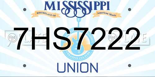 7HS7222 Mississippi License Plate