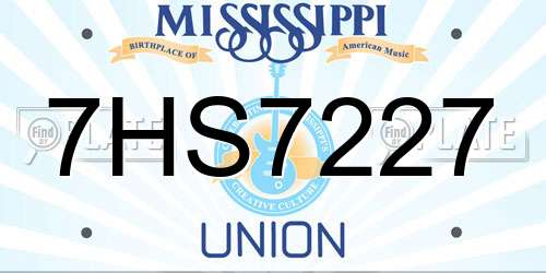 7HS7227 Mississippi License Plate