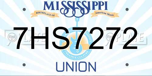 7HS7272 Mississippi License Plate