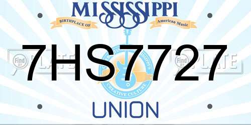 7HS7727 Mississippi License Plate