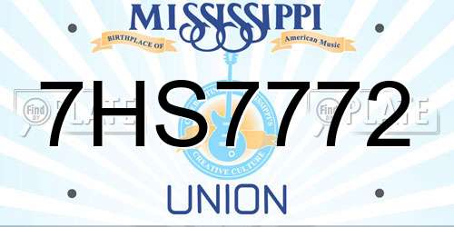 7HS7772 Mississippi License Plate