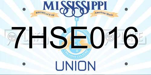 7HSE016 Mississippi License Plate