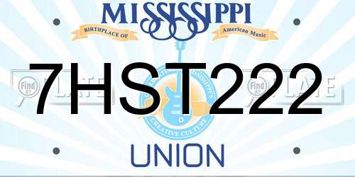7HST222 Mississippi License Plate