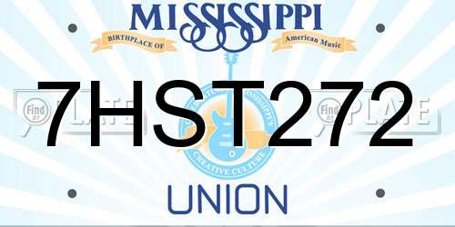 7HST272 Mississippi License Plate