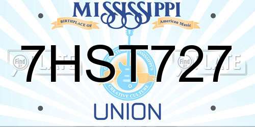 7HST727 Mississippi License Plate