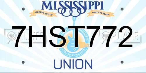 7HST772 Mississippi License Plate