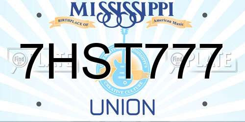 7HST777 Mississippi License Plate