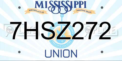 7HSZ272 Mississippi License Plate