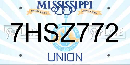 7HSZ772 Mississippi License Plate