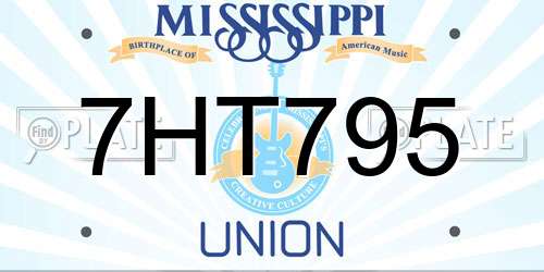 7HT795 Mississippi License Plate