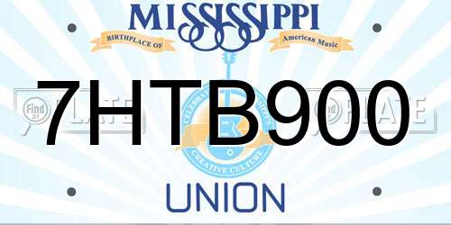 7HTB900 Mississippi License Plate